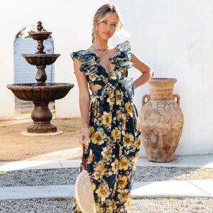 VICI Luxxel Encanto Floral Ruffle Maxi Dress
